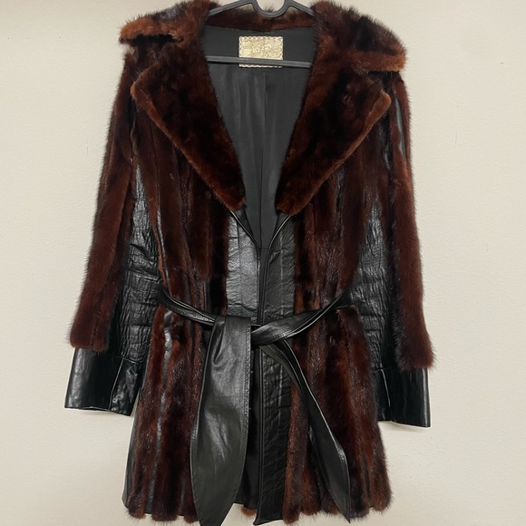 Mahogany Genuine Mink Fur Coat - Picture 1 of 5